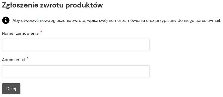 Zgloszenie zwrotu produktów